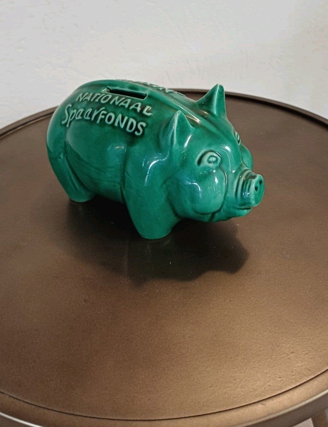 Vintage Groen Spaarvarken Nationaal Spaarfonds  Keramiek, Verzamelen, Ophalen of Verzenden