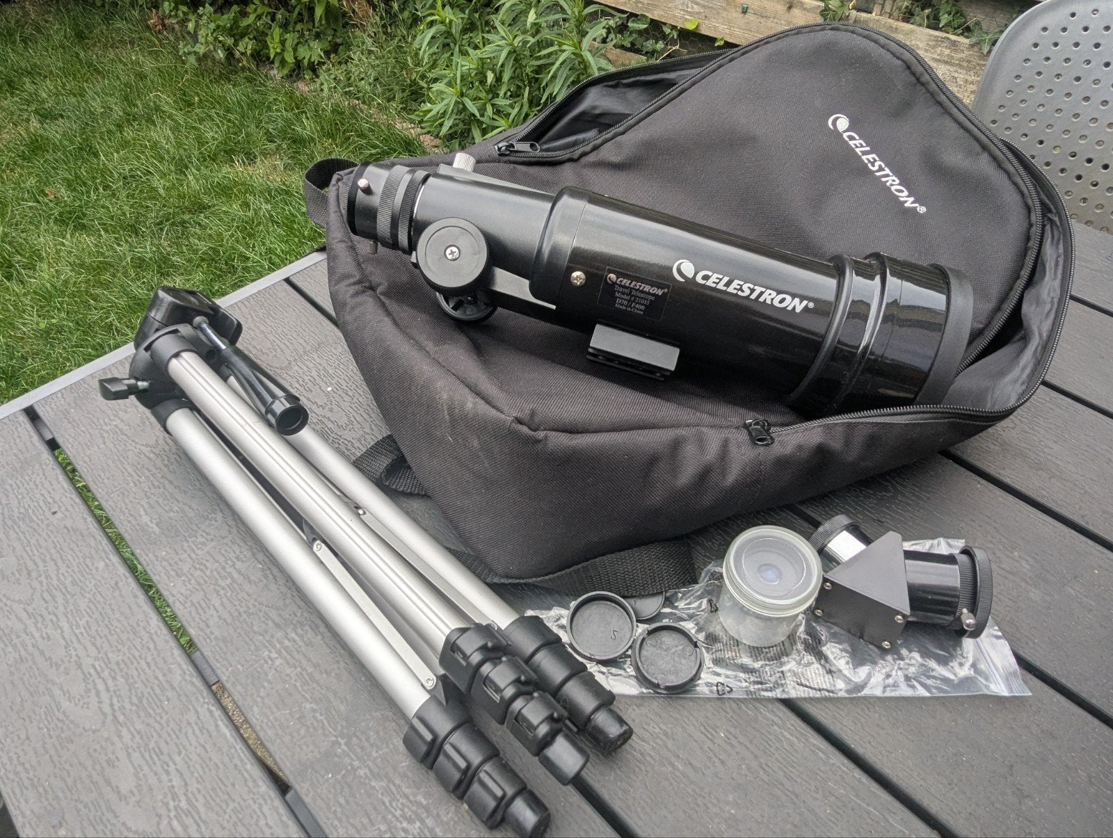 Celestron reistelescoop met statief en accessoires, Lenzentelescoop (refractor), Met statief, Ophalen of Verzenden, Zo goed als nieuw