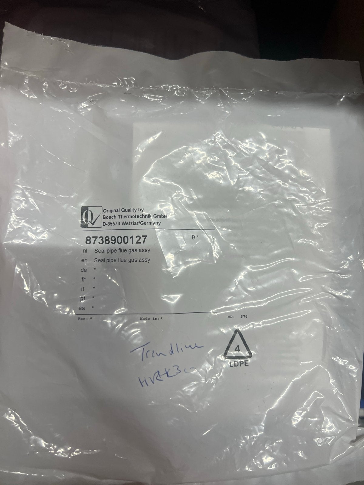 Bosch Thermotechnik Afdichtring voor rookgasafvoer, Ophalen of Verzenden, Nieuw