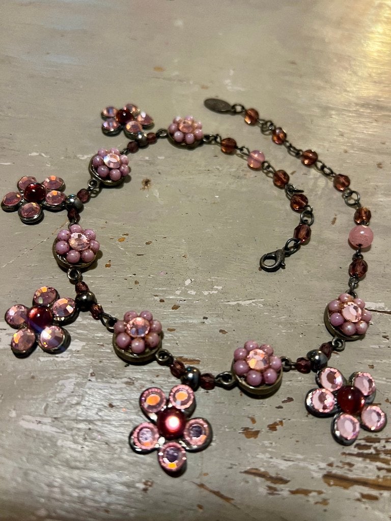 Vintage verzilverde strass costume jewelry ketting Gabeler, Overige materialen, Verstelbaar, Ophalen of Verzenden, Zo goed als nieuw