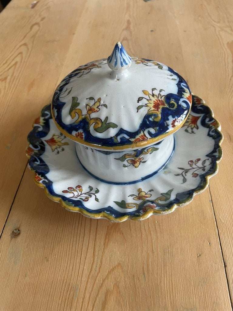 Faience Rouen schaaltje met deksel, Antiek en Kunst, Ophalen of Verzenden
