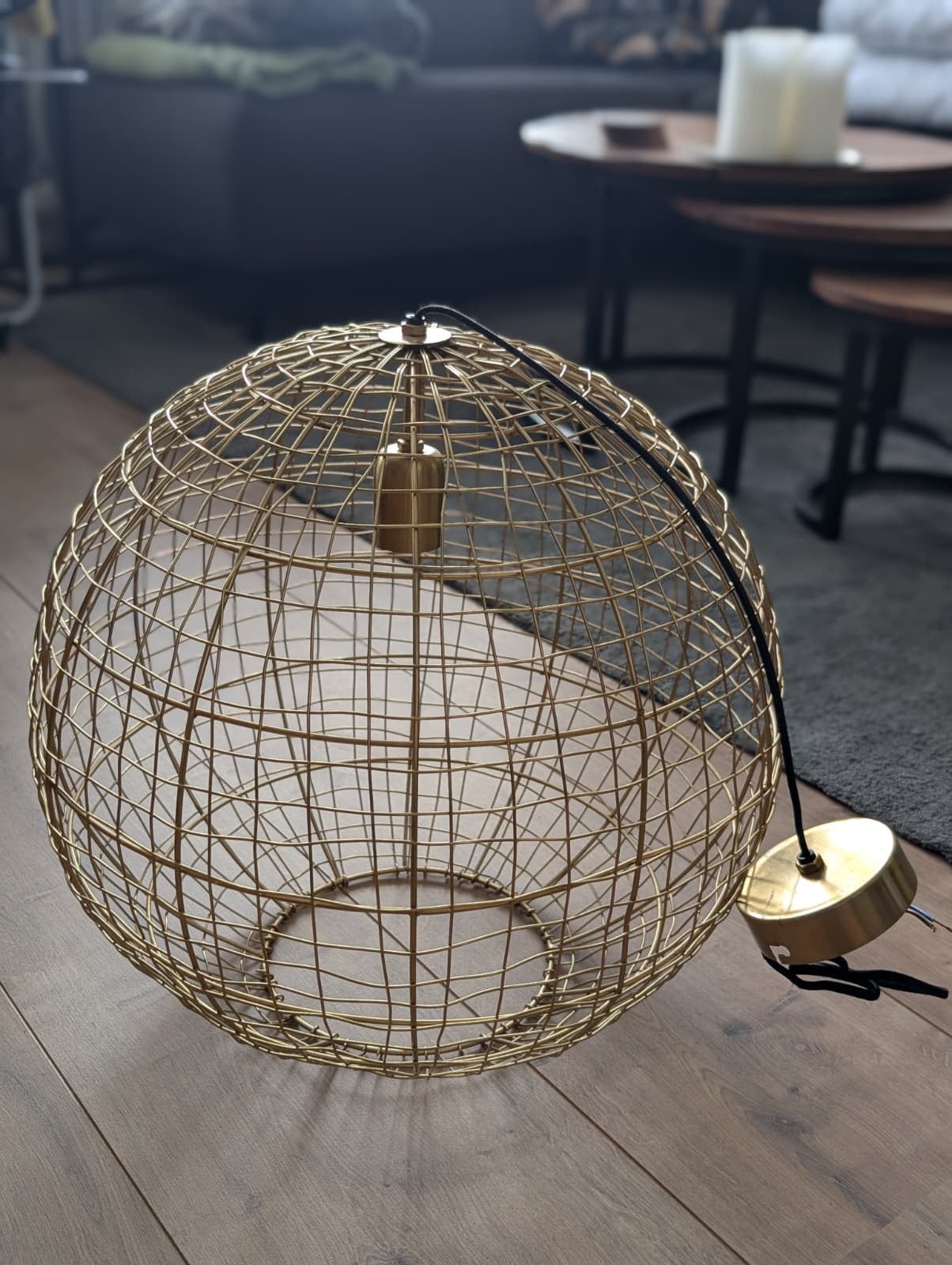 Gouden draadlamp, Huis en Inrichting, Lampen | Hanglampen, Ophalen of Verzenden, Zo goed als nieuw