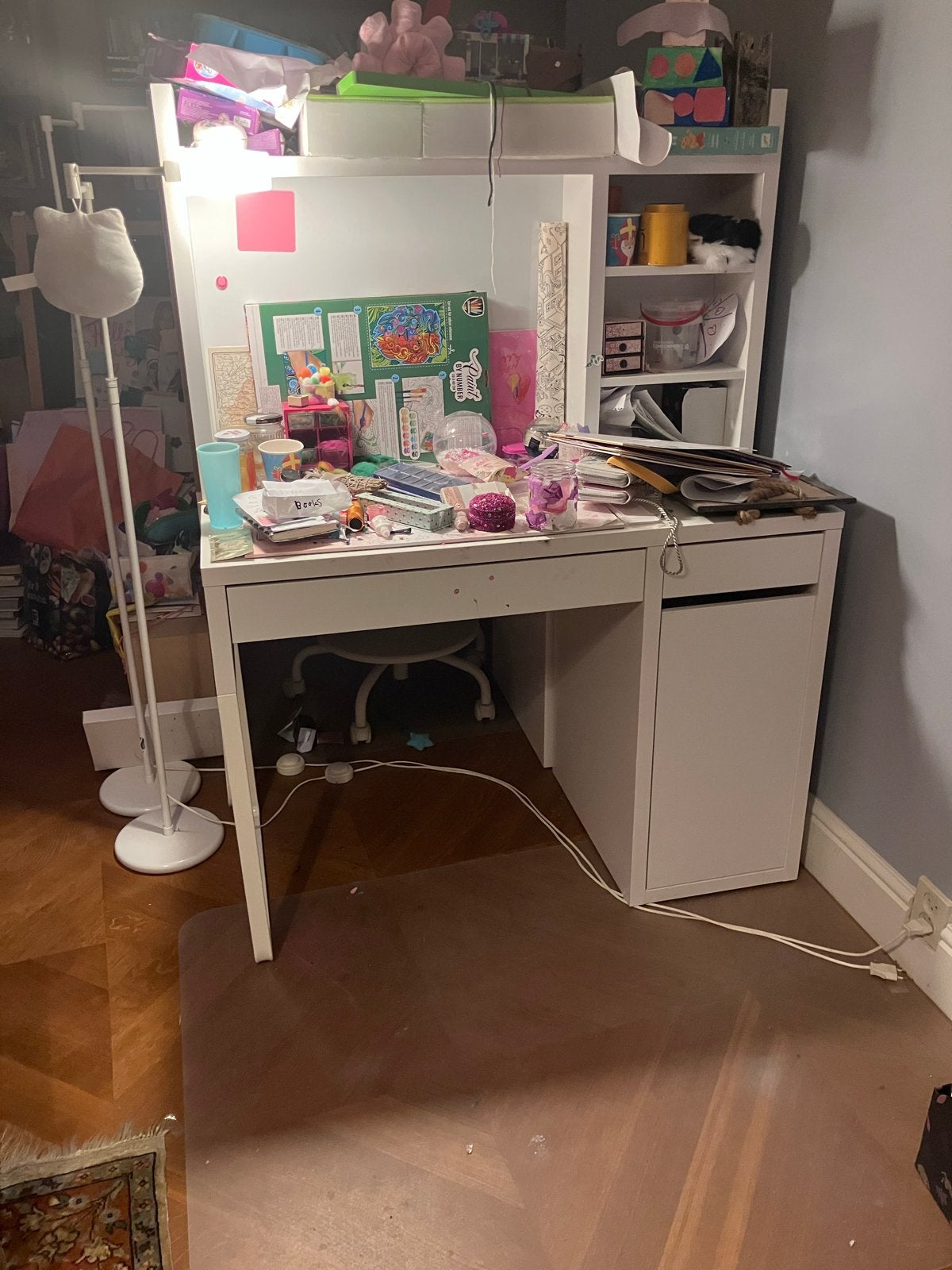 IKEA MICKE bureau wit met opbouw en lades, Ophalen, Gebruikt, Met lades, IKEA