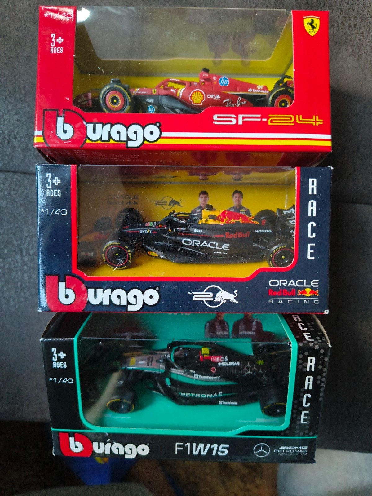 3x Bburago F1 modelauto's (Hamilton, Verstappen, Ophalen of Verzenden, Nieuw, Auto