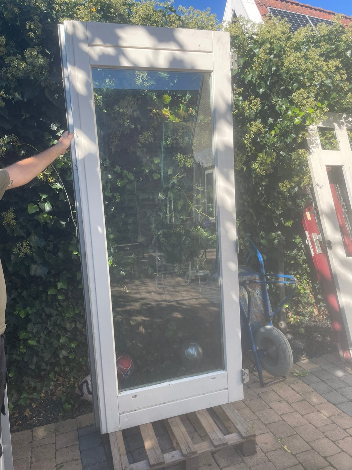 Set tuin deuren, Deurkozijn, Zo goed als nieuw, 225 cm of meer, Hout