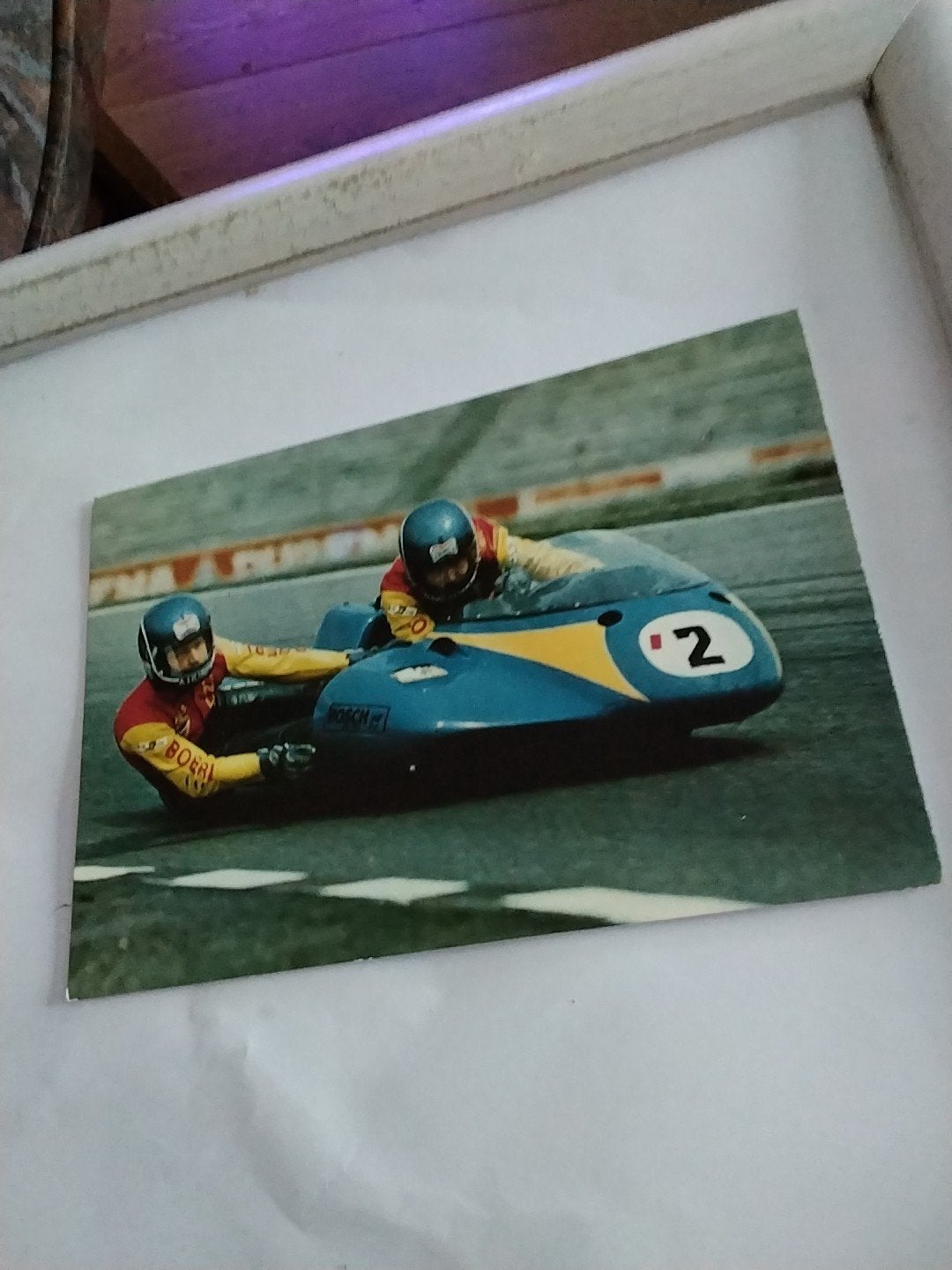 Vintage Ansichtkaart Zijspan Race (1986) sport, Ophalen of Verzenden, 1980 tot heden, Gelopen
