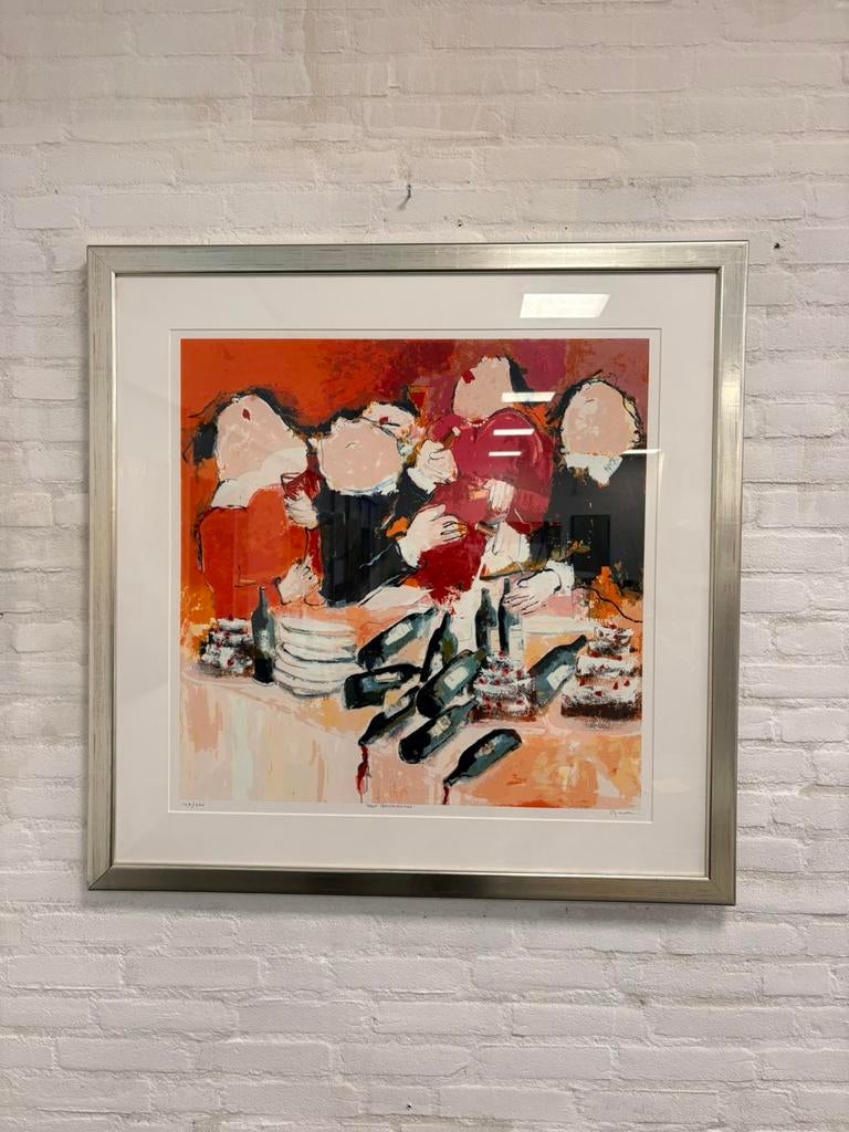 “Het Bacchanaal”  van Gerdine Duijsens 178/200 incl lijst, Ophalen