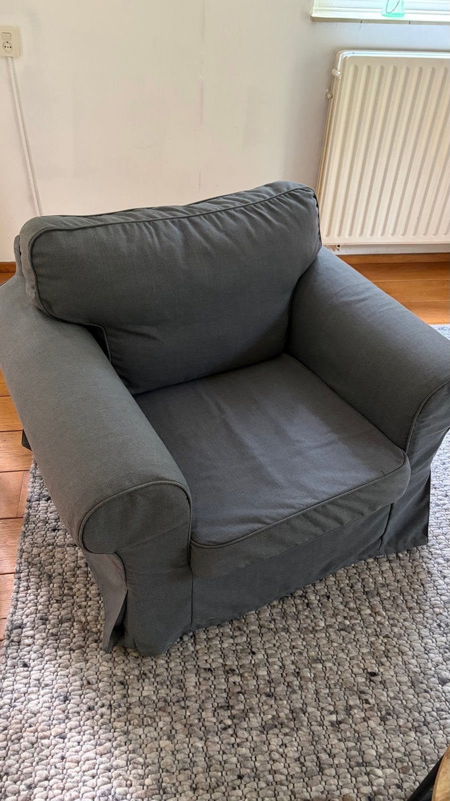 IKEA Ektorp Fauteuil Grijs, Huis en Inrichting, Ophalen, Gebruikt, 75 tot 100 cm, 100 tot 125 cm