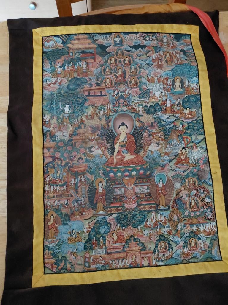 Prachtige handgeschilderde Tanka uit Nepal, Ophalen