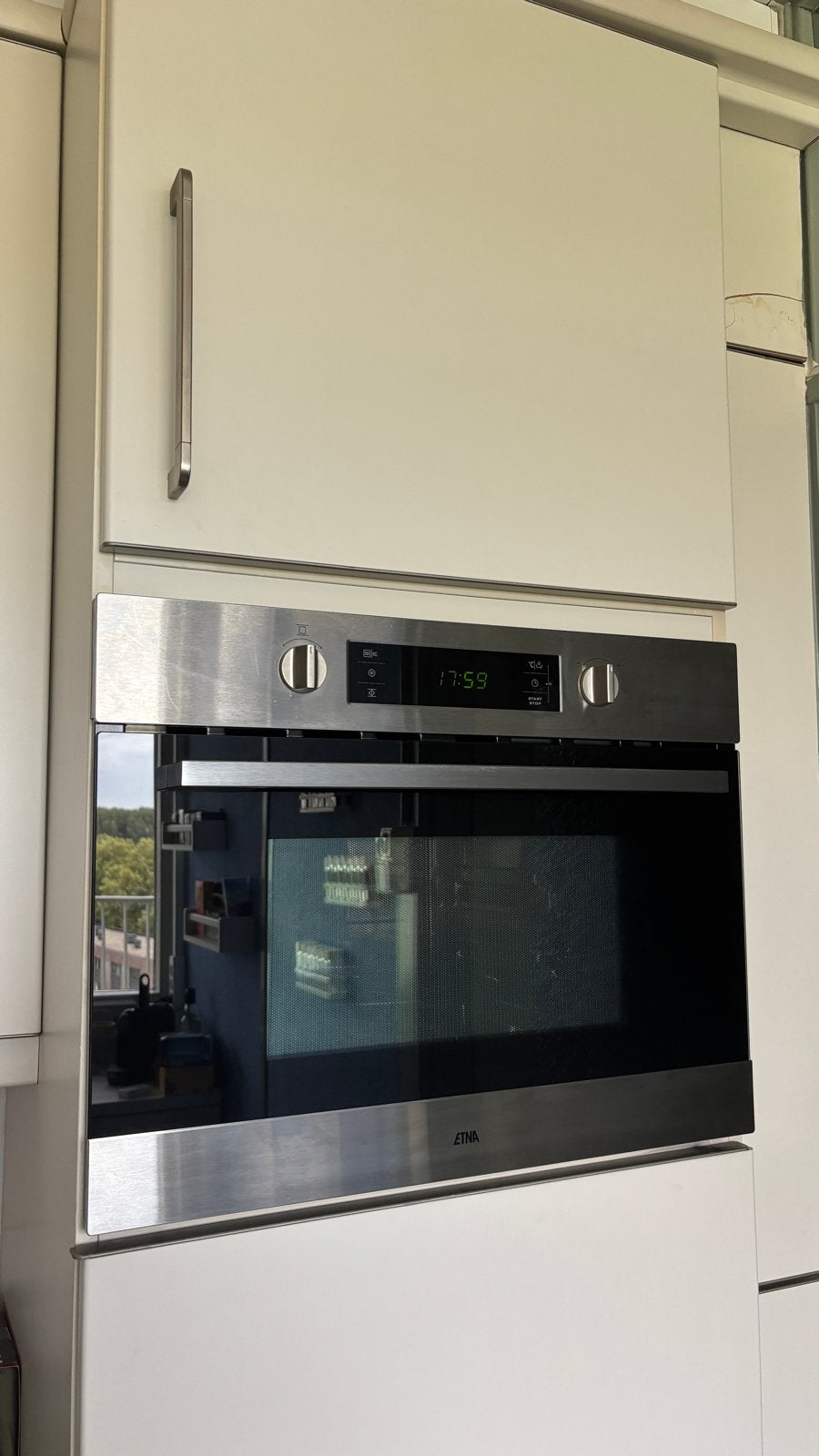 ETNA CM244RVS Inbouw Combi-Magnetron/oven 45cm Draaiplateau, Ophalen, 45 tot 50 cm, Gebruikt, Combi-oven