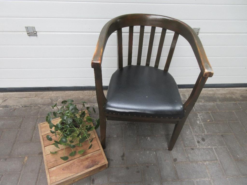 oude vintage houten bureaustoel /stoel, Huis en Inrichting, Bureaustoelen, Ophalen, Gebruikt, Zwart, Bureaustoel