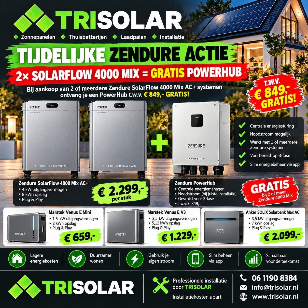 Thuisbatterij vanaf €659 | Zendure • Marstek • Anker |, Ophalen of Verzenden
