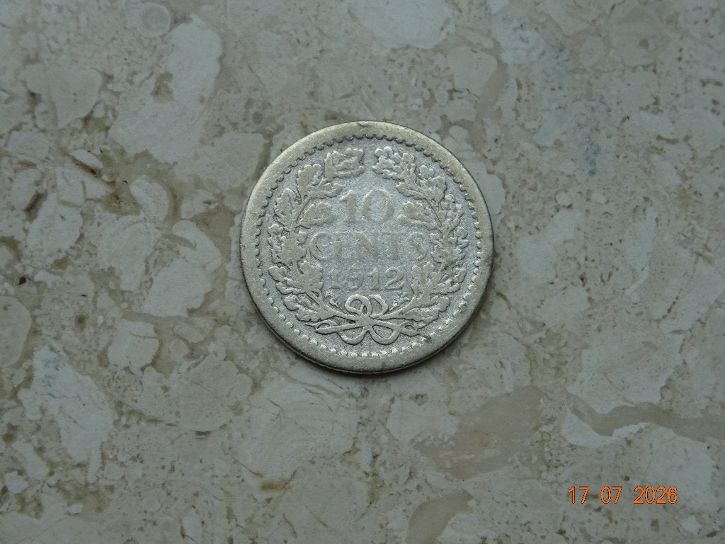 10 cent 1912, Verzenden, Zilver, 10 cent, Koningin Wilhelmina