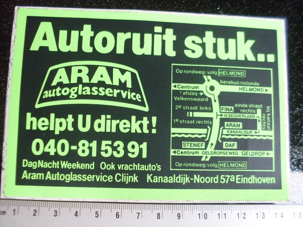 sticker aram autoglasservice Clijnk eindhoven autoruit stuk, Verzamelen, Stickers, Verzenden, Zo goed als nieuw, Bedrijf of Vereniging
