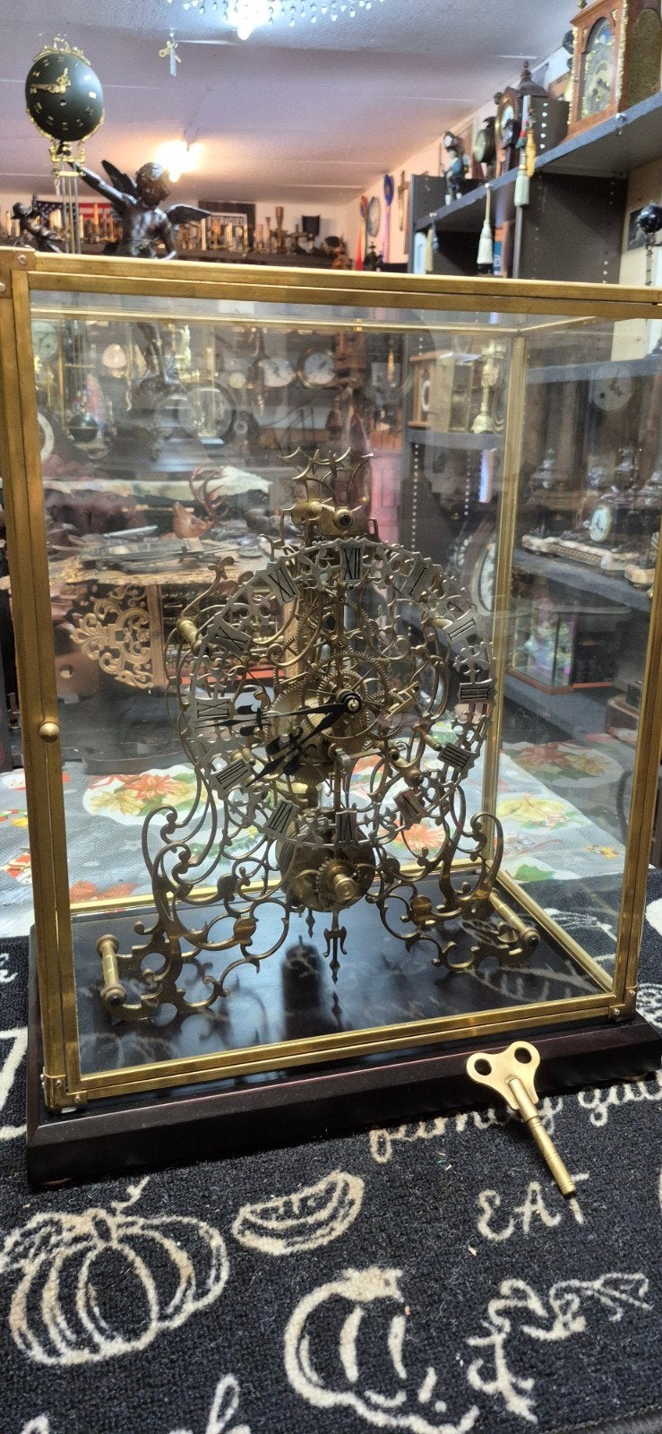 Skelet klok onder stolp 750 euro, Antiek en Kunst, Antiek | Klokken, Ophalen