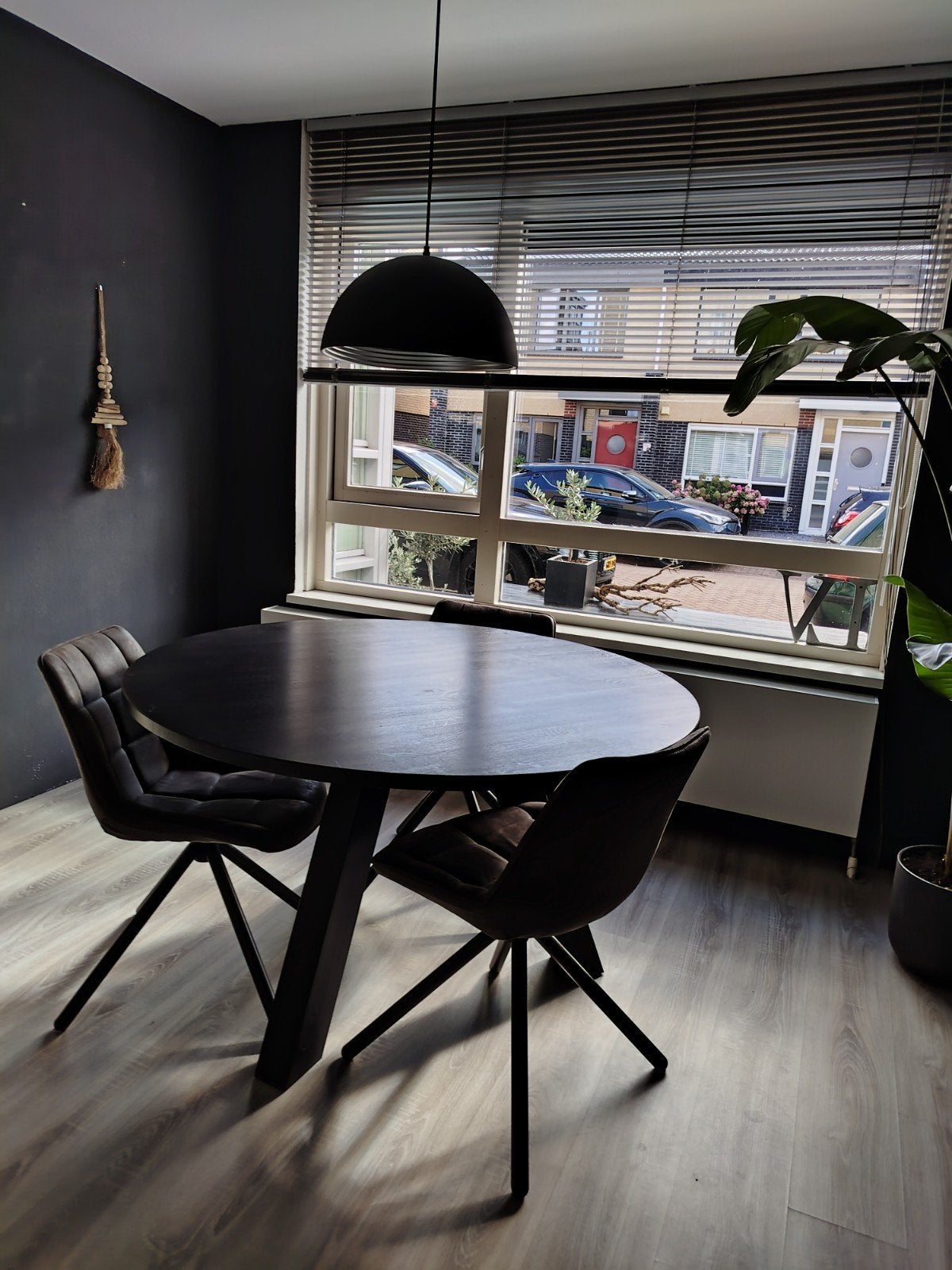 Ronde eettafel Woood Ronda & 4 stoelen Loods 5, Huis en Inrichting, Tafels | Eettafels, Ophalen, Gebruikt, Rond, 100 tot 150 cm