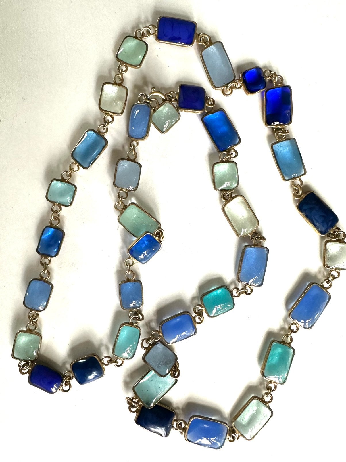 Vintage glas schakel ketting, Overige materialen, Verstelbaar, Gebruikt, Verzenden