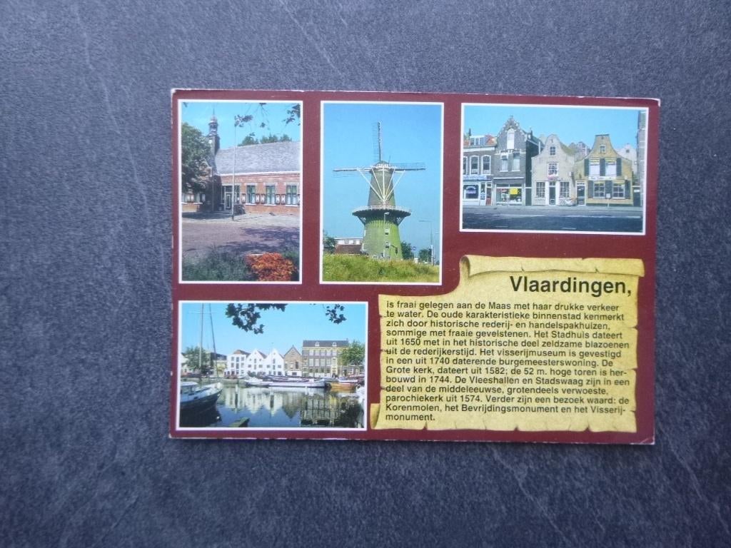 Vlaardingen, tekst,molen, Verzamelen, Ansichtkaarten | Nederland, Verzenden, 1980 tot heden, Gelopen, Zuid-Holland