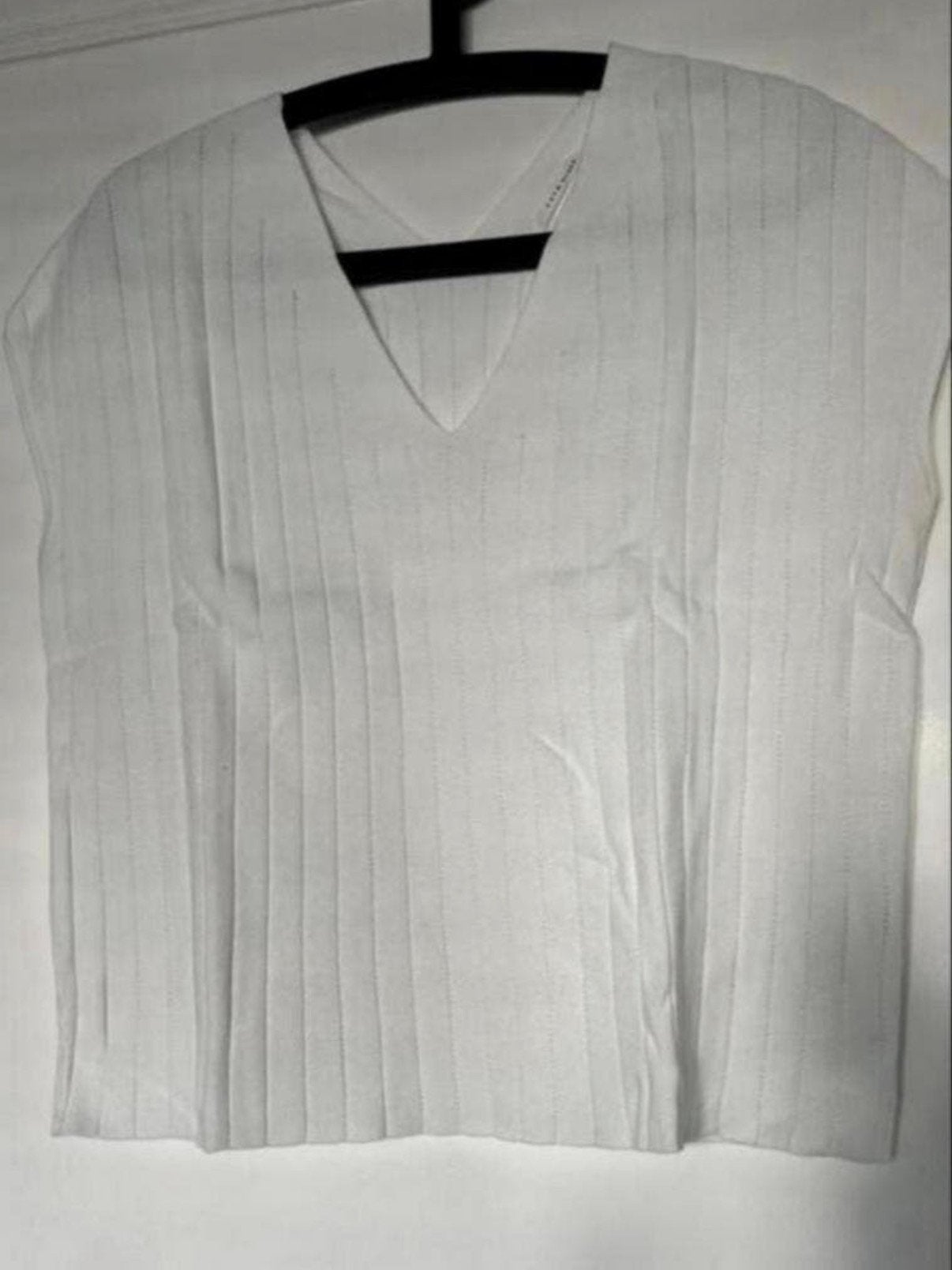 Yaya oversized v-hals top met ribbel motief, Wit, Ophalen of Verzenden, Zo goed als nieuw, Korte mouw