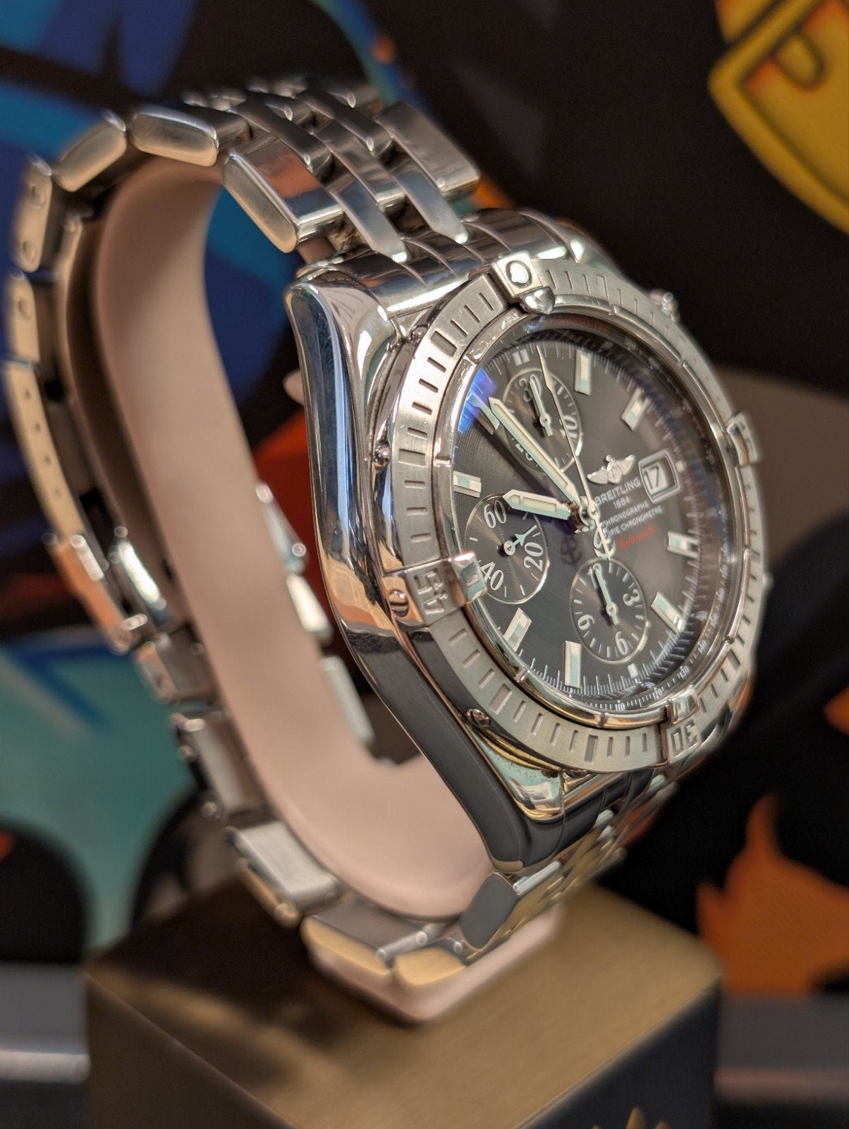 Breitling Chronomat evolution zwarte wijzerplaat, Ophalen of Verzenden