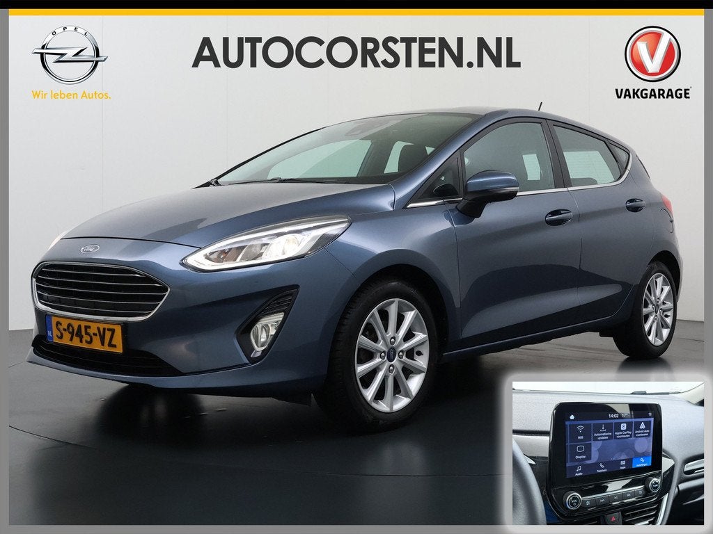 Ford Fiesta 1.0T 126PK Titanium Apple Carplay Android Navi L, Auto's, Voorwielaandrijving, Stof, Gebruikt, Blauw