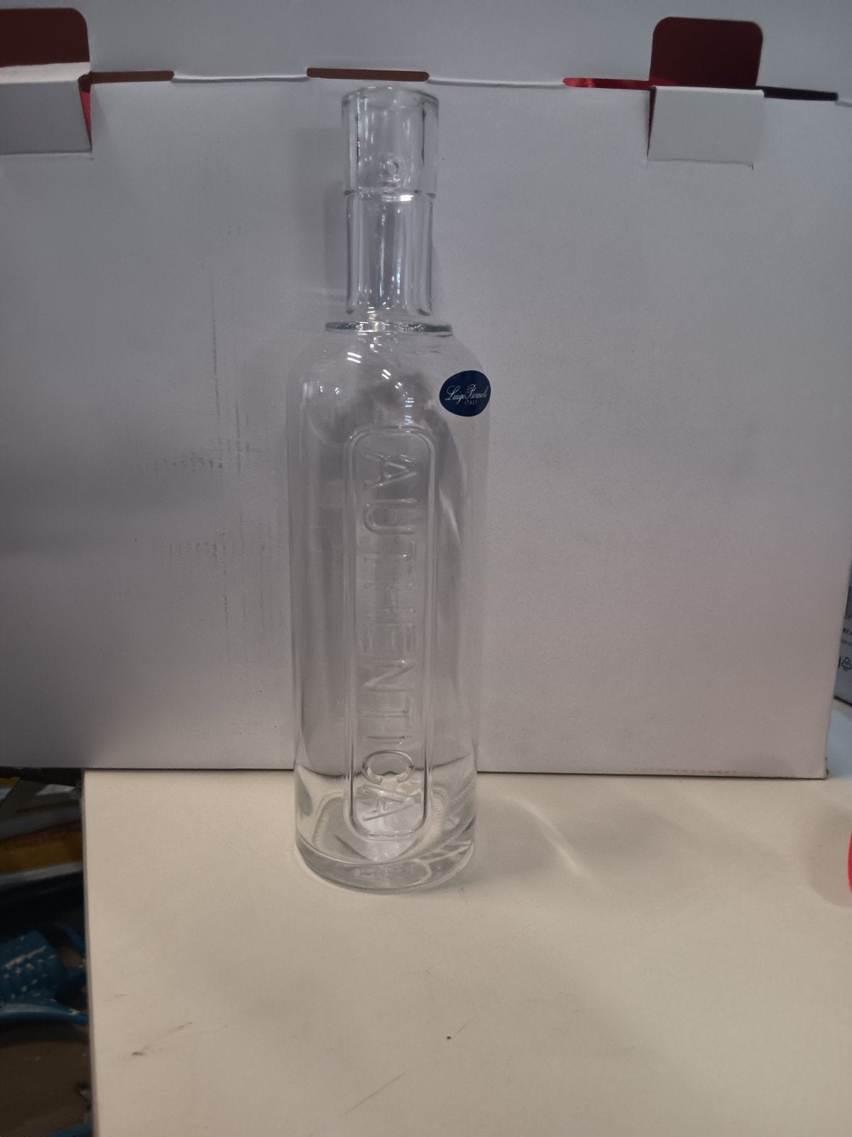Nieuwe Luigi Bormioli Authentica fles - 1000 ml, Met patroon/structuur, Transparant, Nieuw, Ophalen of Verzenden