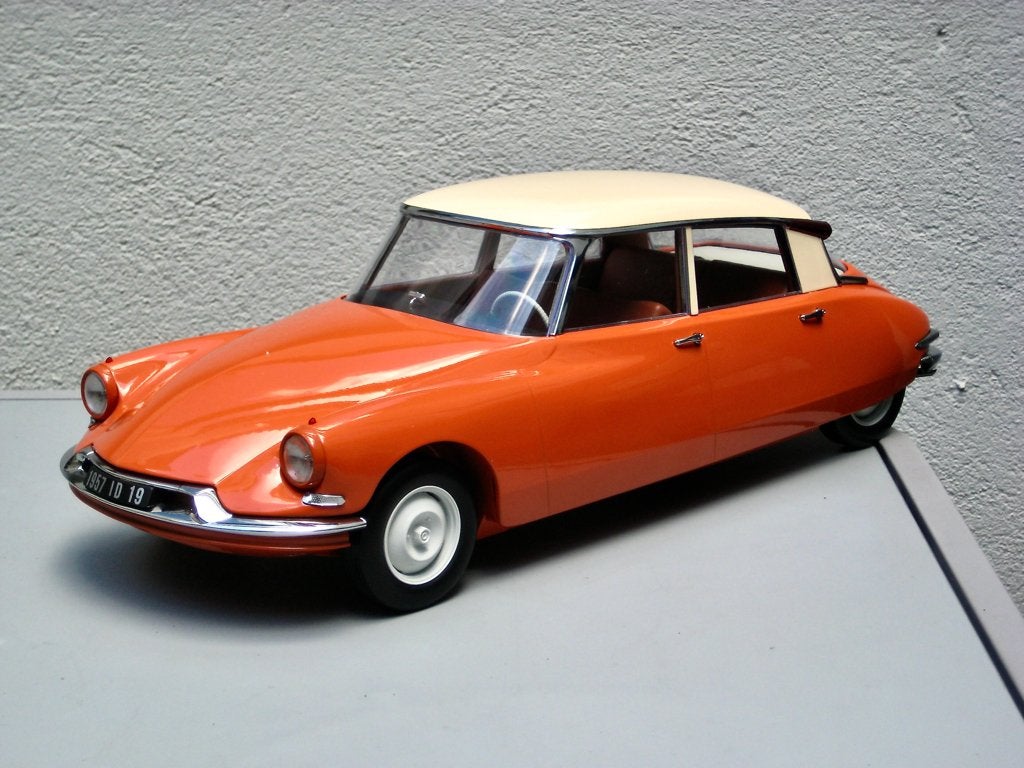 Citroen ID 19 1957 oranje Capucine crème dak Norev 1:12, Ophalen of Verzenden, Nieuw, 1:9 t/m 1:12, Auto