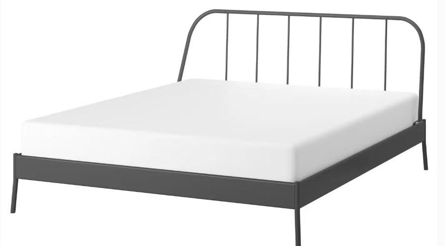 IKEA Kopardal Bed (160x200 cm) – Grijs Metaal, Huis en Inrichting, Ophalen, Tweepersoons, Zo goed als nieuw, 200 cm