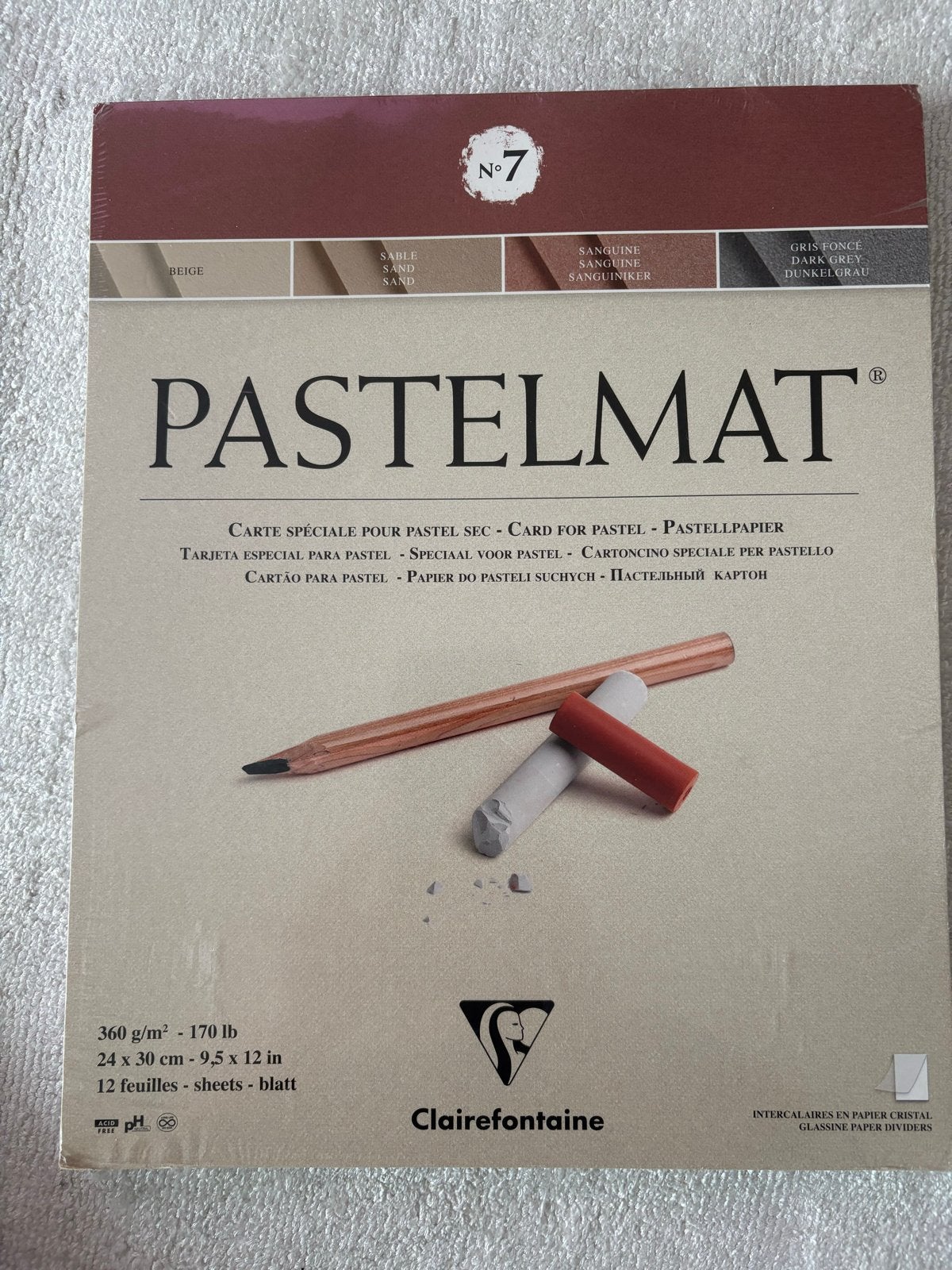 Clairefontaine Pastelmat No. 7 - 24x30 cm - 12 vellen, Ophalen of Verzenden, Nieuw, Overige typen