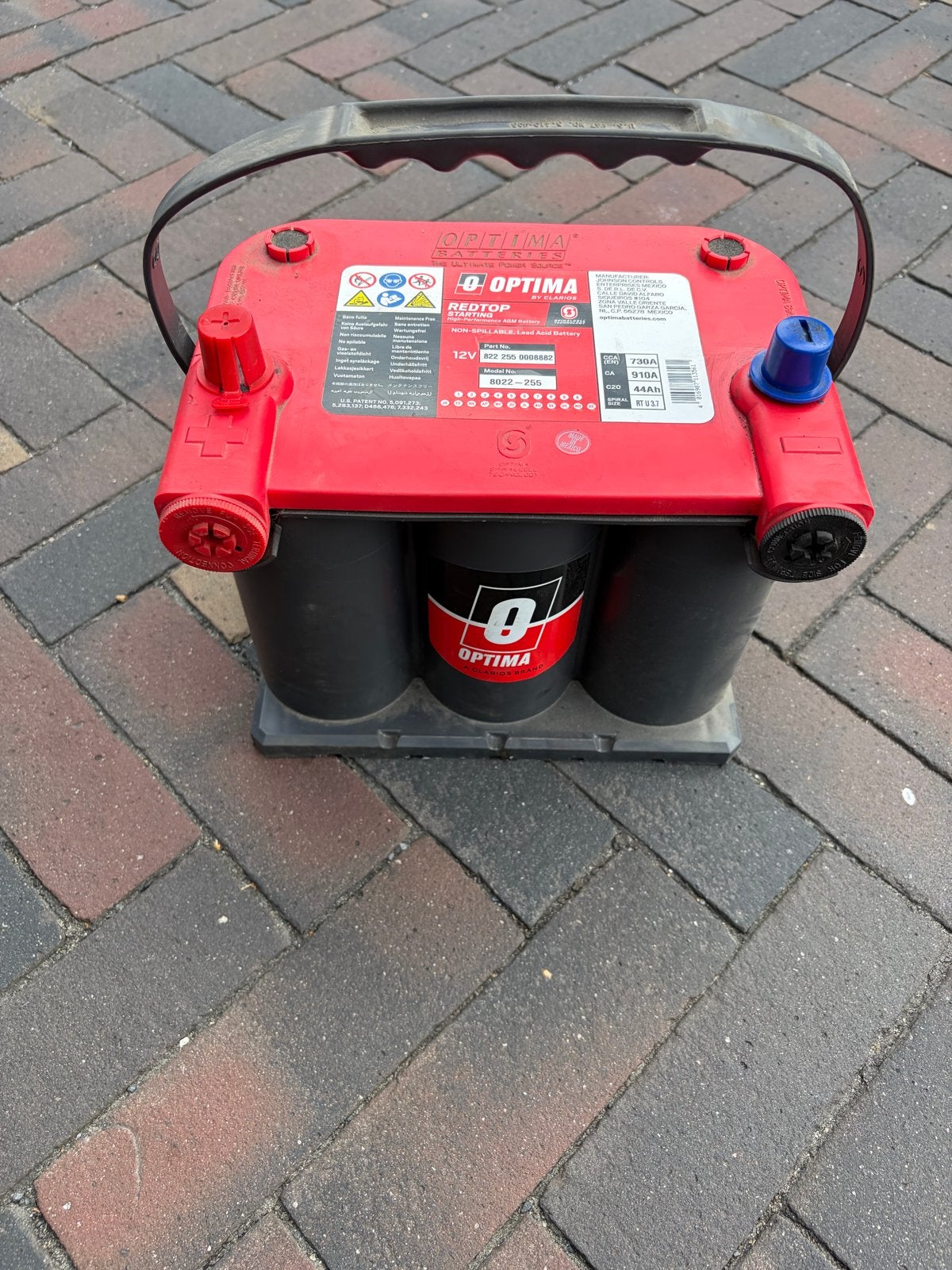 2x Optima Redtop Accu 12V 44Ah 730A - 100% in orde, Ophalen, Gebruikt, Universele onderdelen