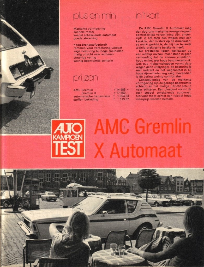 Autokampioen test AMC Gremlin X Automaat 1973, Boeken, Ophalen of Verzenden, Gelezen, Overige merken
