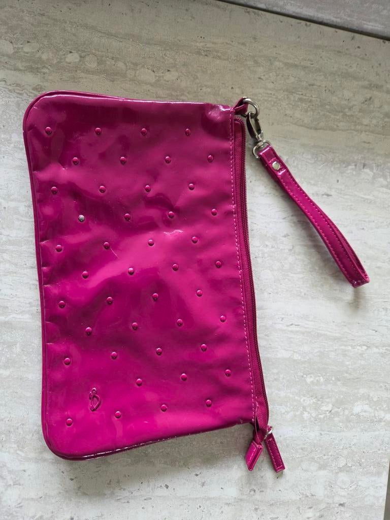 Carpisa fuchsia clutch met polsbandje, Ophalen of Verzenden, Gebruikt, Roze, Avondtasje