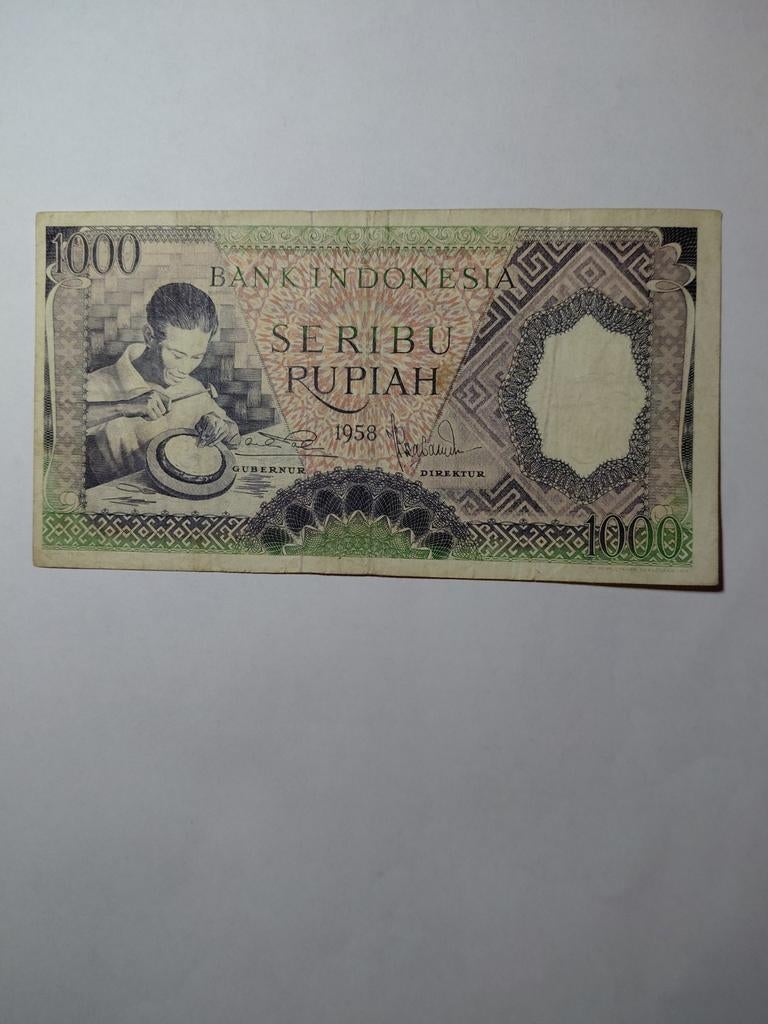 Indonesië 1000 rupiah 1958, Postzegels en Munten, Bankbiljetten | Azië, Ophalen of Verzenden, Zuidoost-Azië