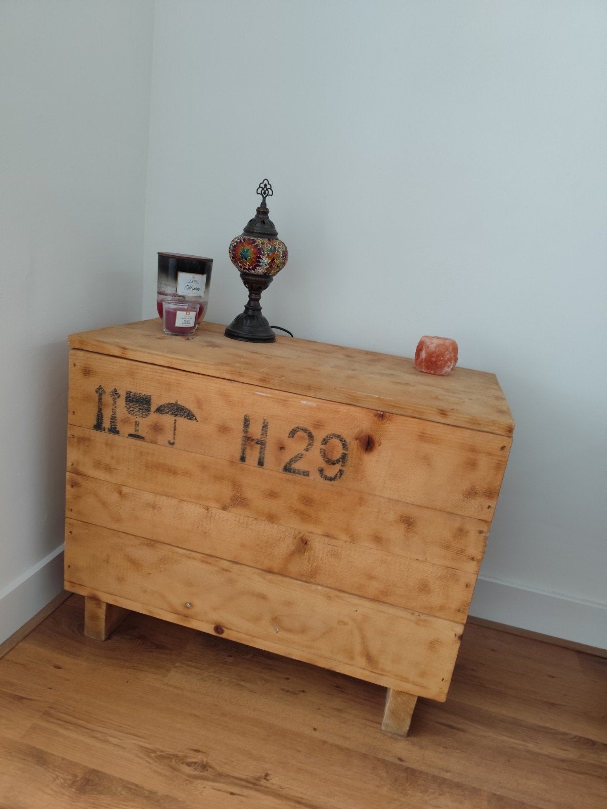 Houten vrachtkist - Unieke opbergkist/bijzettafel, Ophalen, 50 tot 100 cm, Minder dan 50 cm
