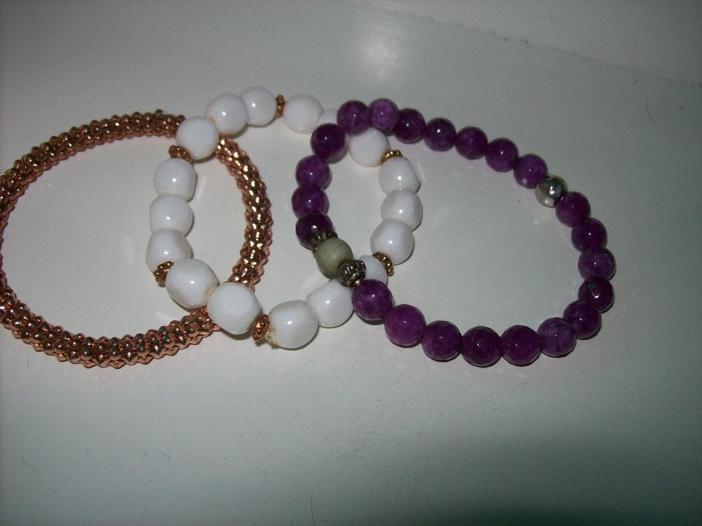 Armbanden 3 x Steen Kraal Metaal rek modellen Meer kleur, Overige materialen, Met bedels of kralen, Overige kleuren, Verzenden