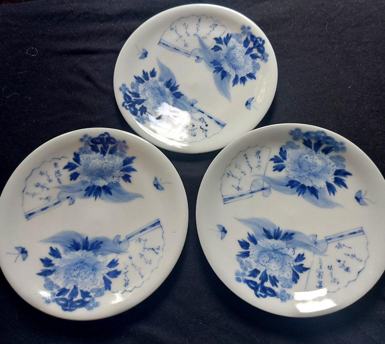 Drie Arita Sometsuke Japanse schotels, Ophalen of Verzenden