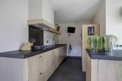 Massief eiken woonkeuken, Ophalen, Overige materialen, Bruin, Dubbelwandige keuken