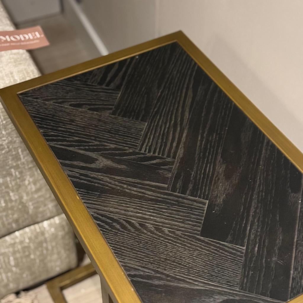 Richmond sale sofatafel herringbone brass, Ophalen, Zo goed als nieuw, 25 tot 50 cm, Rechthoekig