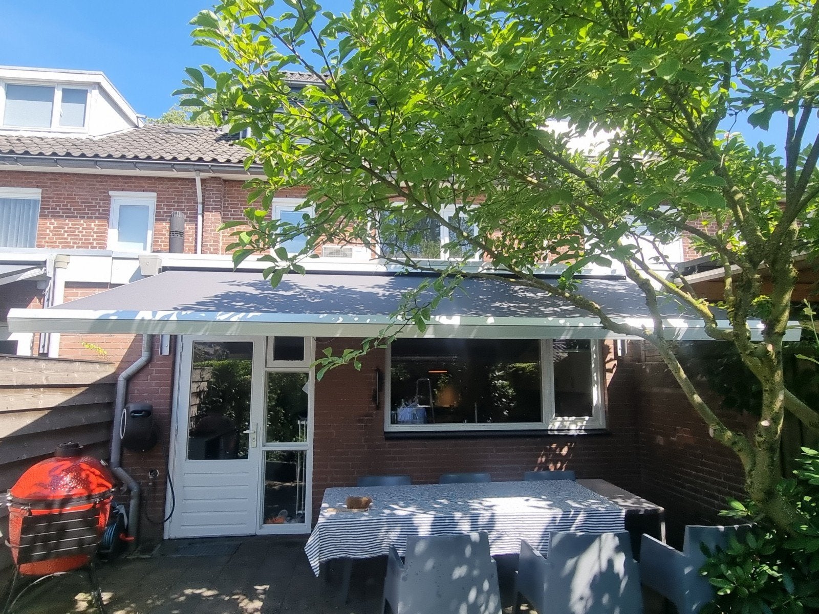 Elektronisch knikarmscherm/zonnescherm/luifel met nieuw doek, Tuin en Terras, 300 cm of meer, Ophalen, Knikarmscherm