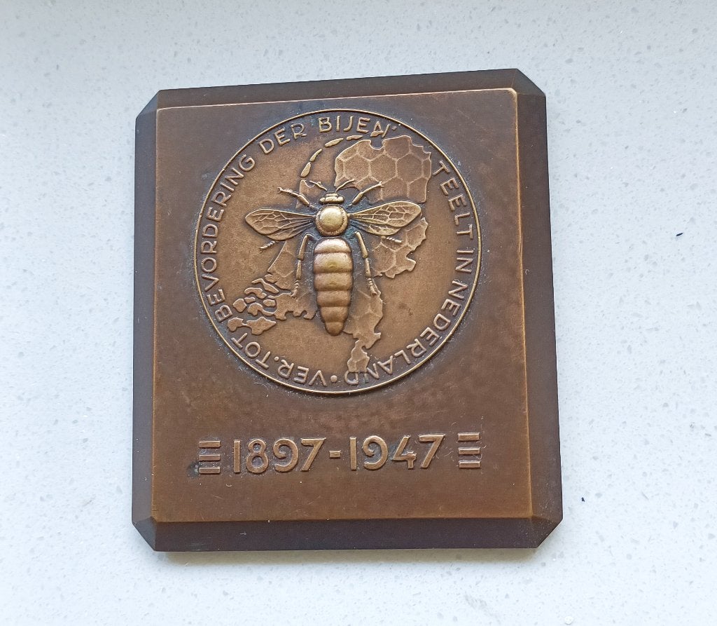 Te Koop Bronzen herdenking plaquette, Ophalen