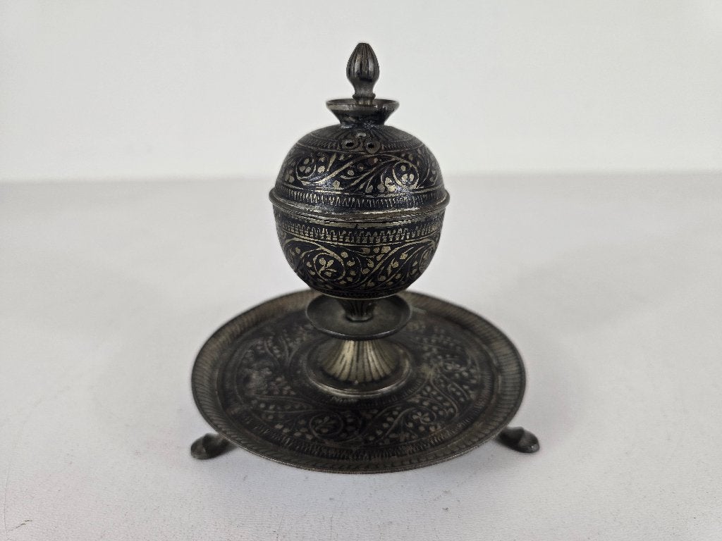 Wierookbrander Bidriware, messing, India, eind 19e eeuw, Ophalen of Verzenden, Koper