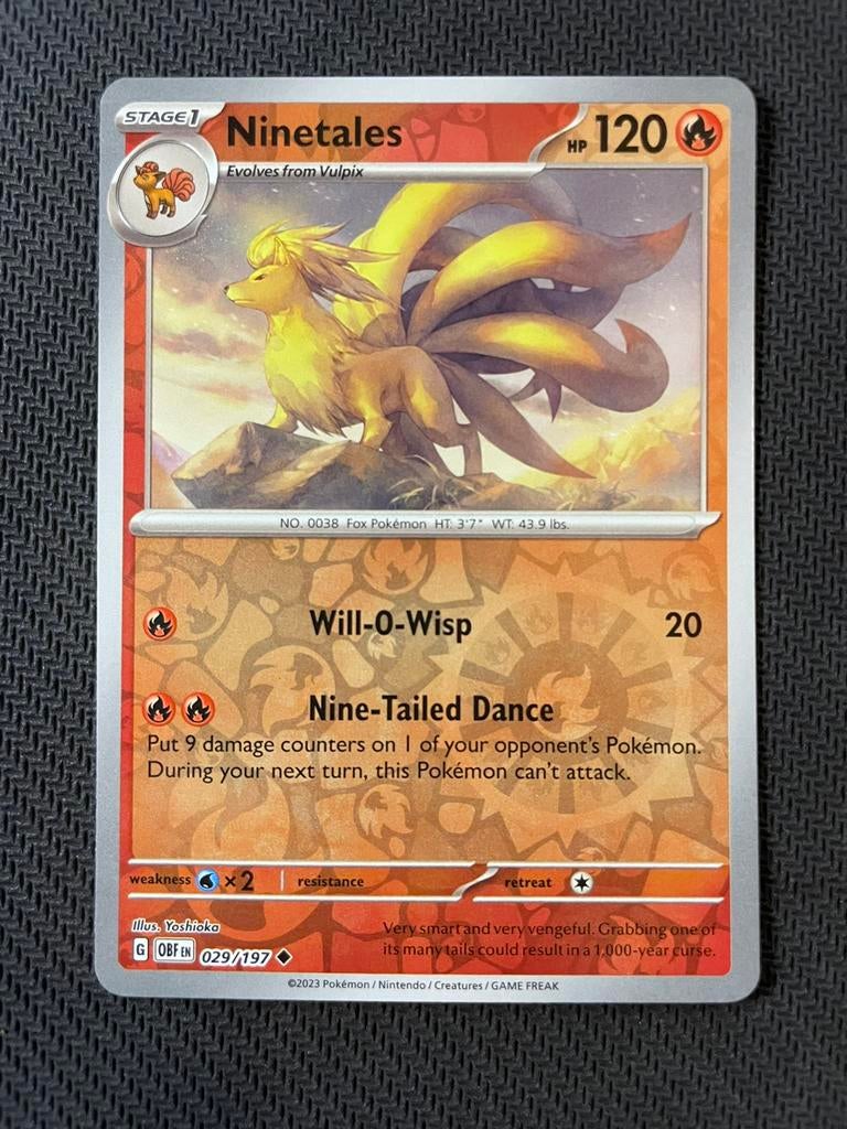 Ninetales 029/197 Reverse Holo Obsidian Flames Packfresh, Ophalen of Verzenden, Zo goed als nieuw