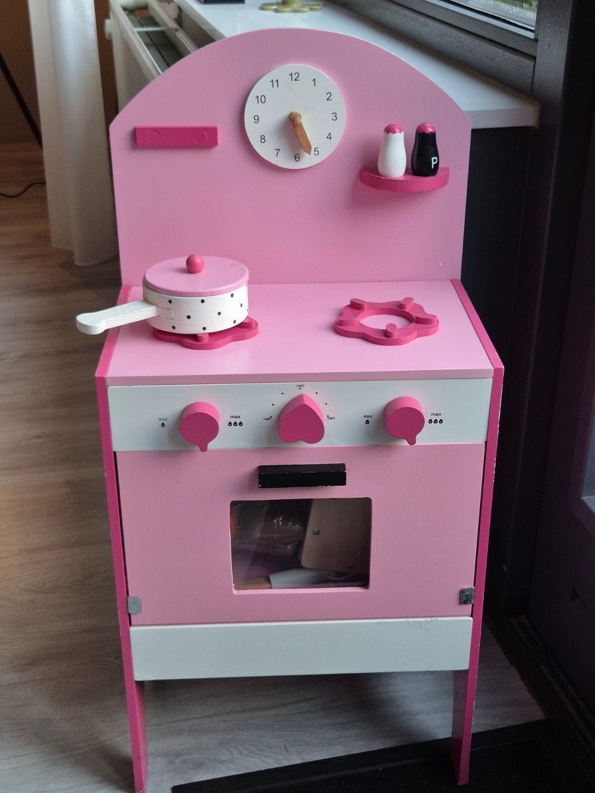 Roze keukentje + houten accessoires (inclusief kassa), Kinderen en Baby's, Speelgoed | Speelkeukens, Ophalen, Gebruikt