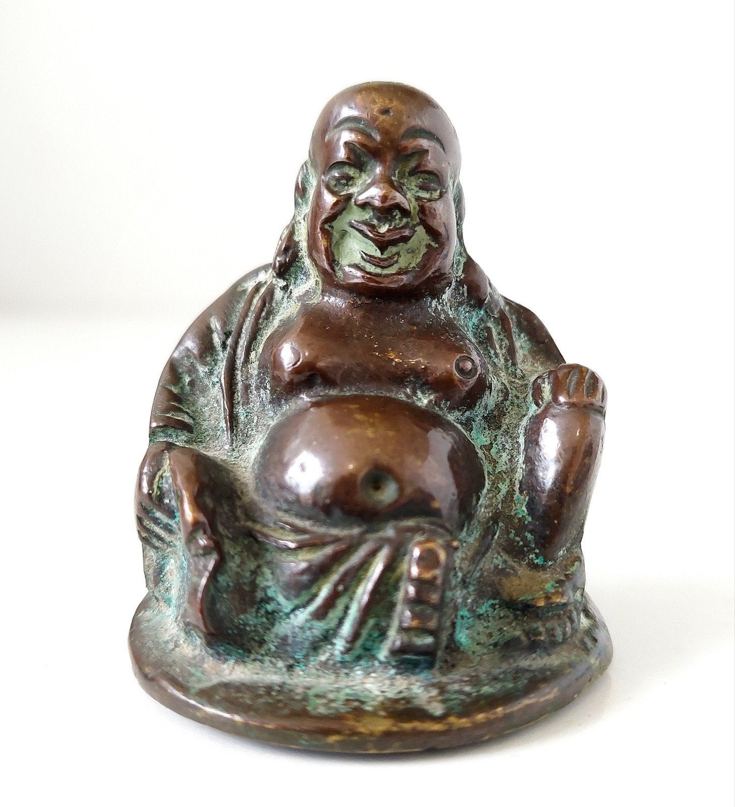 Antiek Bronzen Buddha Boedha Boeddha Beeldje Brons, Huis en Inrichting, Ophalen of Verzenden, Gebruikt, Metaal