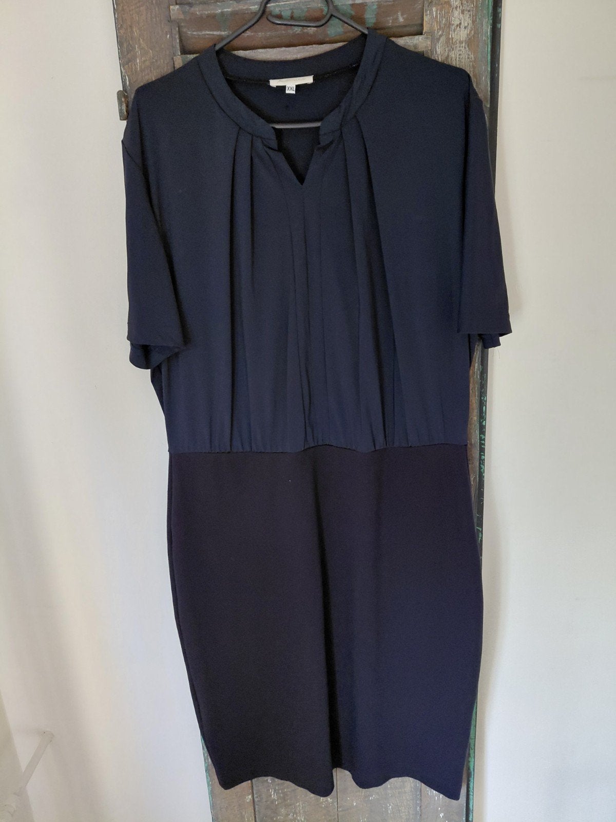 Donkerblauwe jurk  portlavande,met korte mouwen,, Portlavande, Blauw, Maat 46/48 (XL) of groter, Ophalen of Verzenden