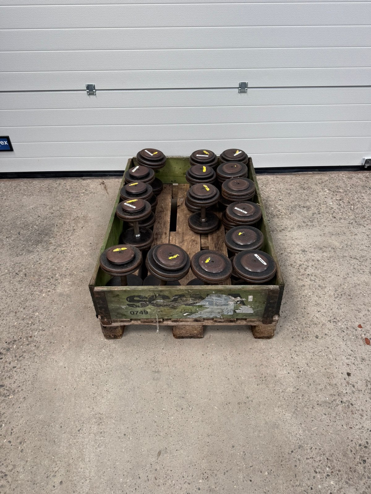 Old school dumbell set 14 t/m 22 kg dumbells, Sport en Fitness, Fitnessmaterialen, Ophalen, Gebruikt, Overige typen, X