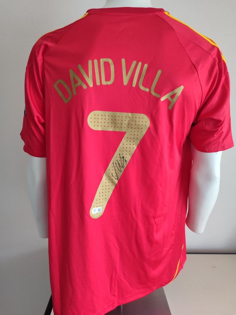 Spanje shirt gesigneerd door David Villa met Beckett met COA, Ophalen of Verzenden, Nieuw, Buitenlandse clubs, Shirt