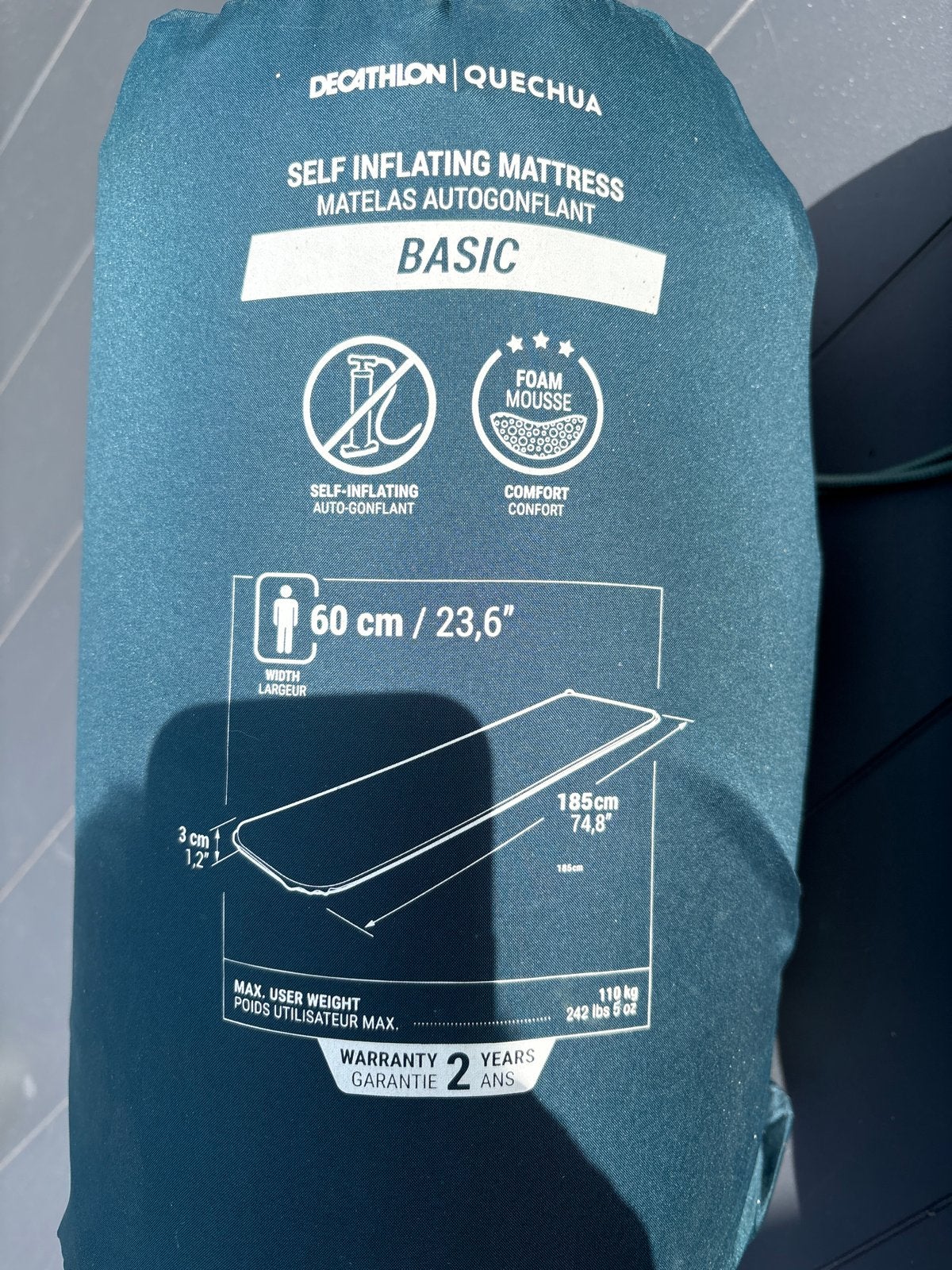 Decathlon Quechua zelfopblazenld matras basic, Caravans en Kamperen, Luchtbedden, Ophalen, Gebruikt, 1-persoons