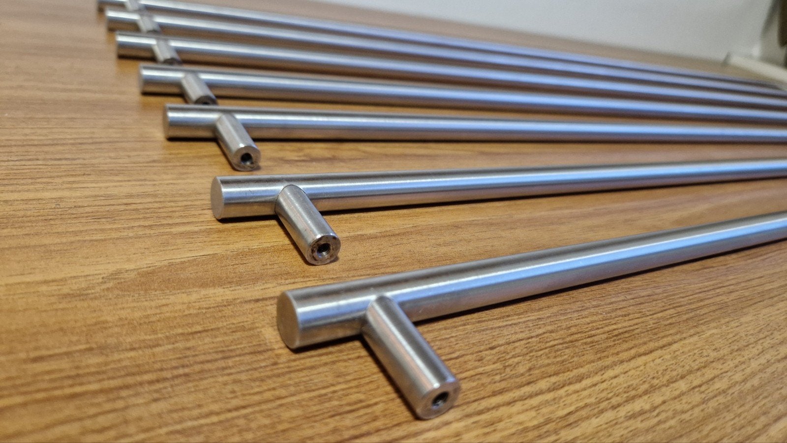 Set van 6 zware extra lange RVS deurgrepen, Ophalen of Verzenden, Gebruikt, Rvs, Klink of Kruk