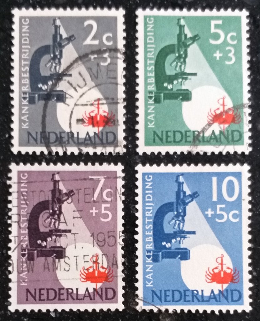 POSTZEGELS NEDERLAND 1955 KANKERBESTRIJDING, Postzegels en Munten, Verzenden, Na 1940, Gestempeld